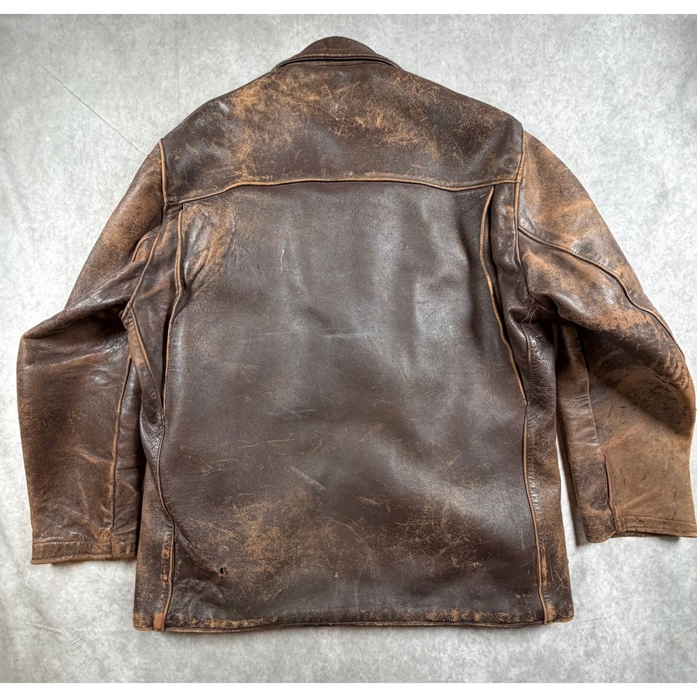 Unbranded Vintage Brown Leather Jacket Blanket Lined CHIC Ring Pull Zipper - Picture 4 of 16
